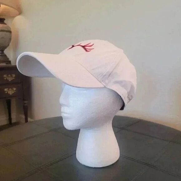 39 Men's White Cotton Flex Fit Antler Embroidered Baseball Cap - Picture 3 of 11